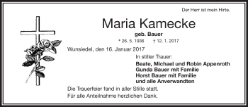 Traueranzeige von Maria Kamecke von Frankenpost