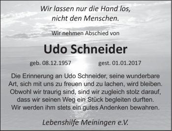 Traueranzeige von Udo Schneider von Südthüringer Presse