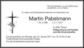 Traueranzeige von Martin Pabstmann von Frankenpost