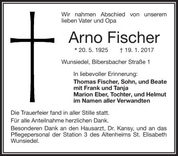 Traueranzeige von Arno Fischer von Frankenpost