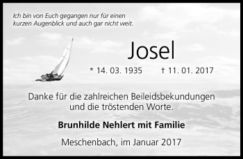 Traueranzeige von Josel  von Neue Presse Coburg