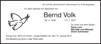 Traueranzeige von Bernd Volk von Neue Presse Coburg