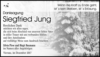 Traueranzeige von Siegfried Jung von Südthüringer Presse