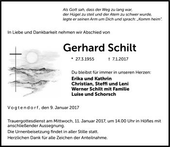 Traueranzeige von Gerhard Schilt von Neue Presse Coburg