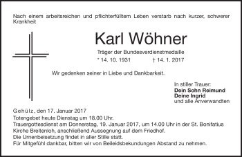 Traueranzeige von Karl Wöhner von Neue Presse Coburg