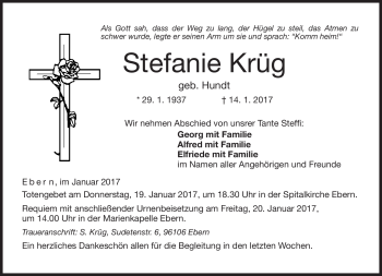 Traueranzeige von Stefanie Krüg von Neue Presse Coburg