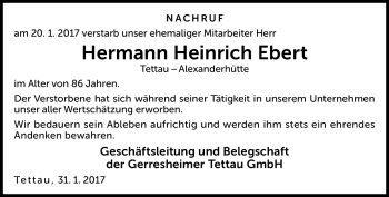 Traueranzeige von Hermann Heinrich Ebert von Neue Presse Coburg