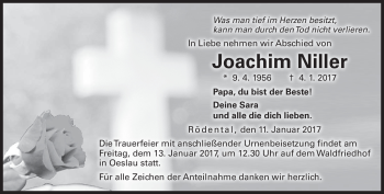 Traueranzeige von Joachim Niller von Neue Presse Coburg