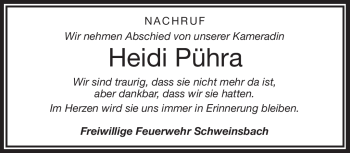 Traueranzeige von Heidi Pühra von Frankenpost