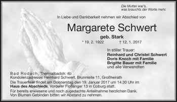 Traueranzeige von Margarete Schwert von Neue Presse Coburg