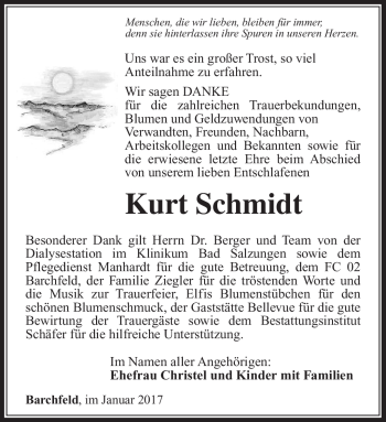 Traueranzeige von Kurt Schmidt von Südthüringer Presse