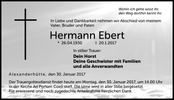 Traueranzeige von Hermann Ebert von Neue Presse Coburg