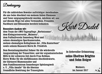 Traueranzeige von Kurt Dobel von Südthüringer Presse