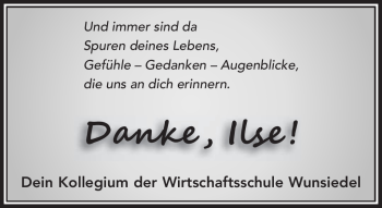 Traueranzeige von Ilse Wollin von Frankenpost