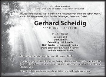 Traueranzeige von Gerhard Scheidig von Neue Presse Coburg