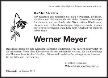Traueranzeige von Werner Meyer von Südthüringer Presse