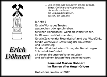 Traueranzeige von Erich Döhnert von Südthüringer Presse