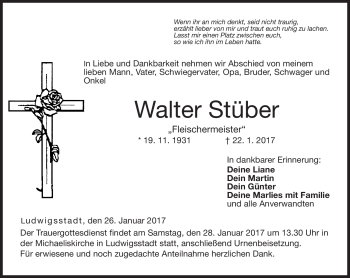 Traueranzeige von Walter Stüber von Neue Presse Coburg