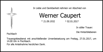 Traueranzeige von Werner Caupert von Neue Presse Coburg