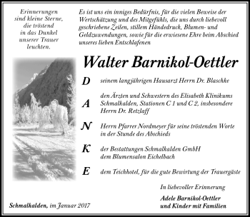 Traueranzeige von Walter Barnikol-Oettler von Südthüringer Presse