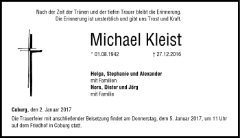 Traueranzeige von Michael Kleist von Neue Presse Coburg