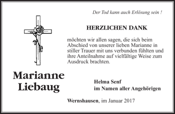 Traueranzeige von Marianne Liebaug von Südthüringer Presse