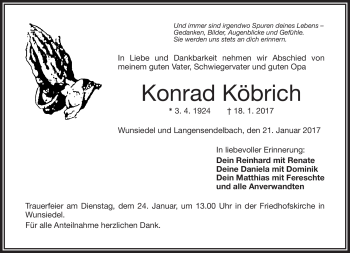 Traueranzeige von Konrad Köbrich von Frankenpost