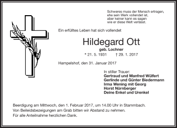 Traueranzeige von Ott Hildgrad von Frankenpost
