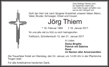 Traueranzeige von Jörg Thiem von Frankenpost