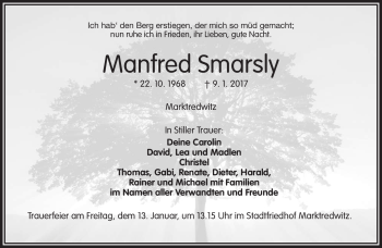 Traueranzeige von Manfred Smarsly von Frankenpost