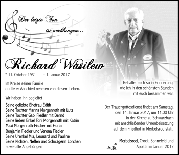 Traueranzeige von Richard Wasilew von Südthüringer Presse
