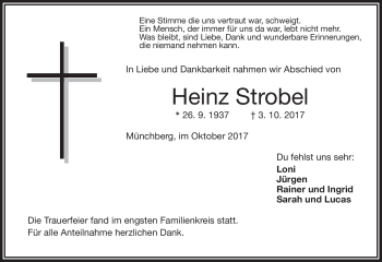 Traueranzeige von Heinz Strobel von Frankenpost