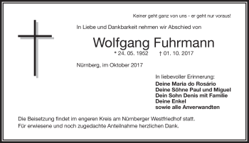 Traueranzeige von Wolfgang Fuhrmann von Frankenpost