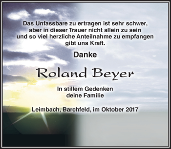 Traueranzeige von Roland Beyer von Südthüringer Presse