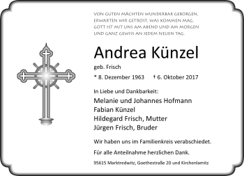 Traueranzeige von Andrea Künzel von Frankenpost