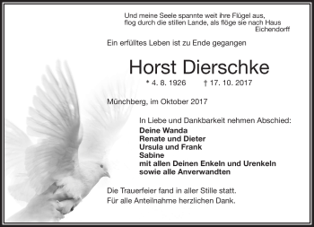 Traueranzeige von Horst Dierschke von Frankenpost