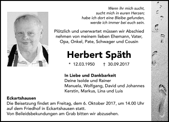 Traueranzeige von Herbert Späth von Neue Presse Coburg