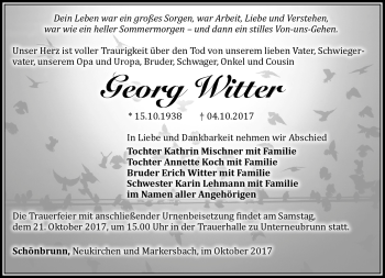 Traueranzeige von Georg Witter von Südthüringer Presse