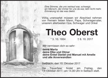 Traueranzeige von Theo Oberst von Neue Presse Coburg