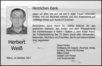 Traueranzeige von Herbert Weiß von Neue Presse Coburg