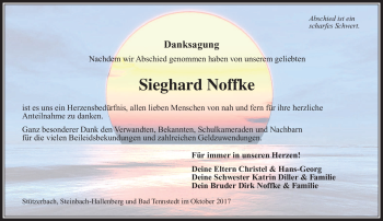 Traueranzeige von Sieghard Noffke von Südthüringer Presse