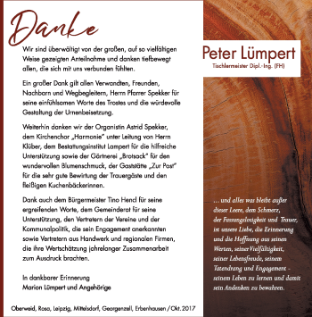 Traueranzeige von Peter Lümpert von Südthüringer Presse