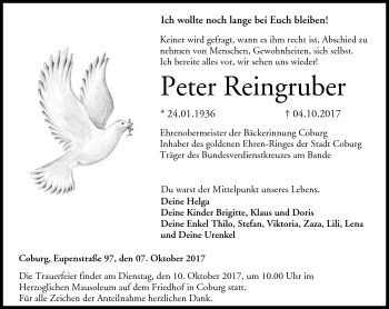 Traueranzeige von Peter Reingruber von Neue Presse Coburg