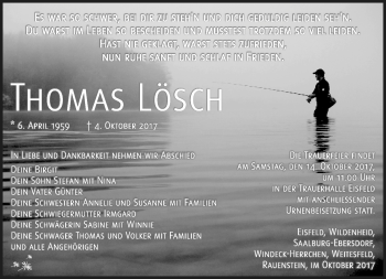 Traueranzeige von Thomas Lösch von Südthüringer Presse