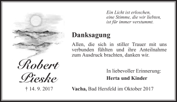 Traueranzeige von Robert Pieske von Südthüringer Presse