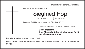 Traueranzeige von Siegfried Hopf von Frankenpost