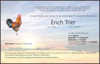 Traueranzeige von Erich Trier von Neue Presse Coburg