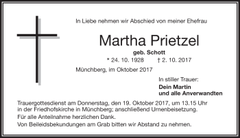 Traueranzeige von Martin Prietzel von Frankenpost