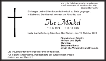 Traueranzeige von Ilse Möckel von Frankenpost