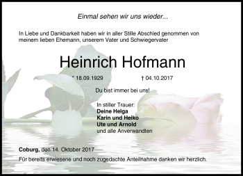 Traueranzeige von Heinrich Hofmann von Neue Presse Coburg
